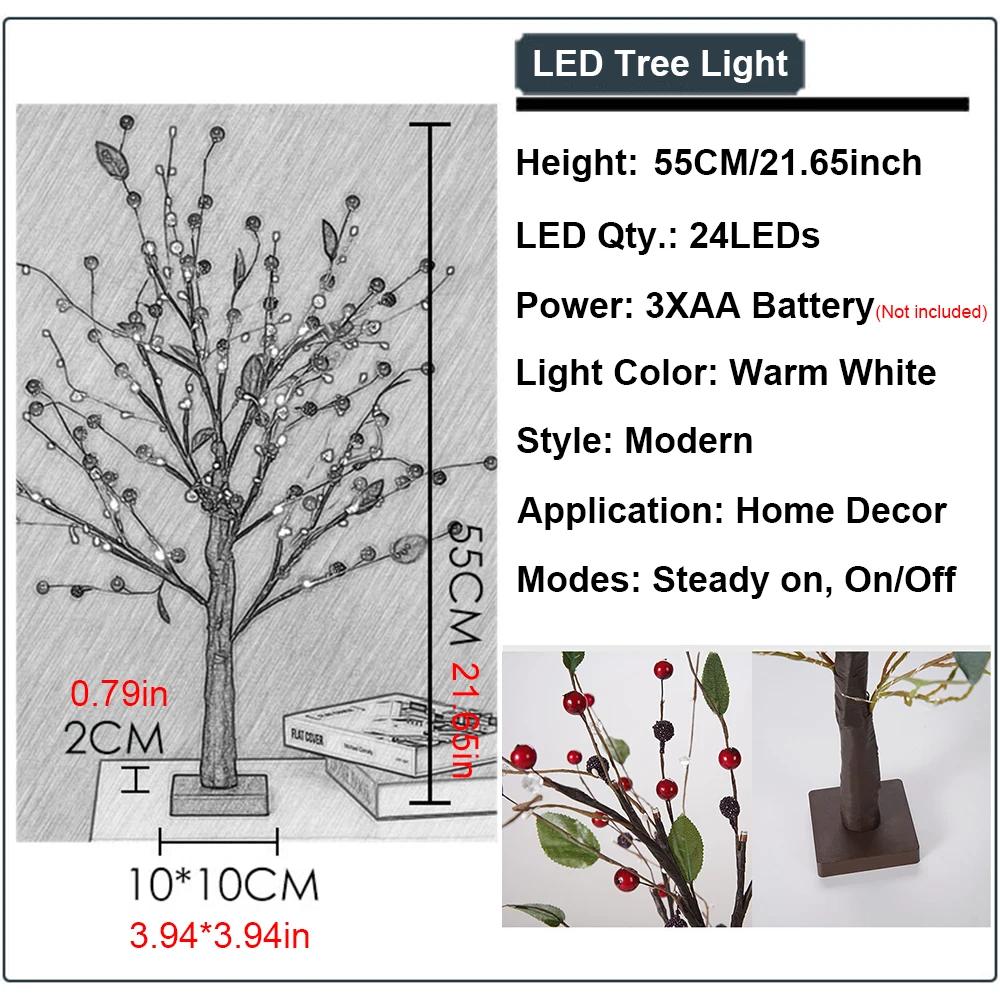 LED Bonsai Tree Lamp Battery Operated DIY Artificial Tree Light for Living Room Bedroom Christmas Party Home Gifts Decoration