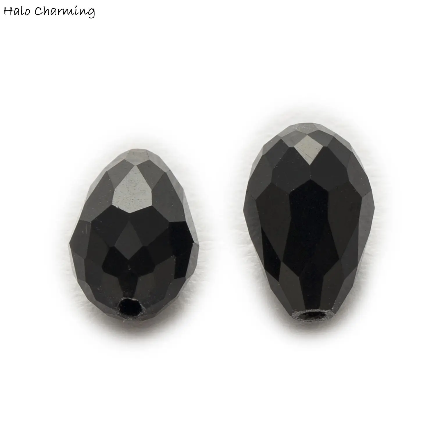 50 قطعة المسيل للدموع قطرة الأسود كريستال زجاج فاصل فضفاض الخرز المعلقات سوار أقراط DIY بها بنفسك مستلزمات صناعة المجوهرات اكسسوارات 12x8mm #2