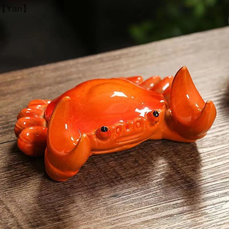 Ceramic Crab Mobile Phone Holder Tea Brush Holder Pen Holder Cover Desktop Tea Pet Fortune-Making Ornament From All Directions