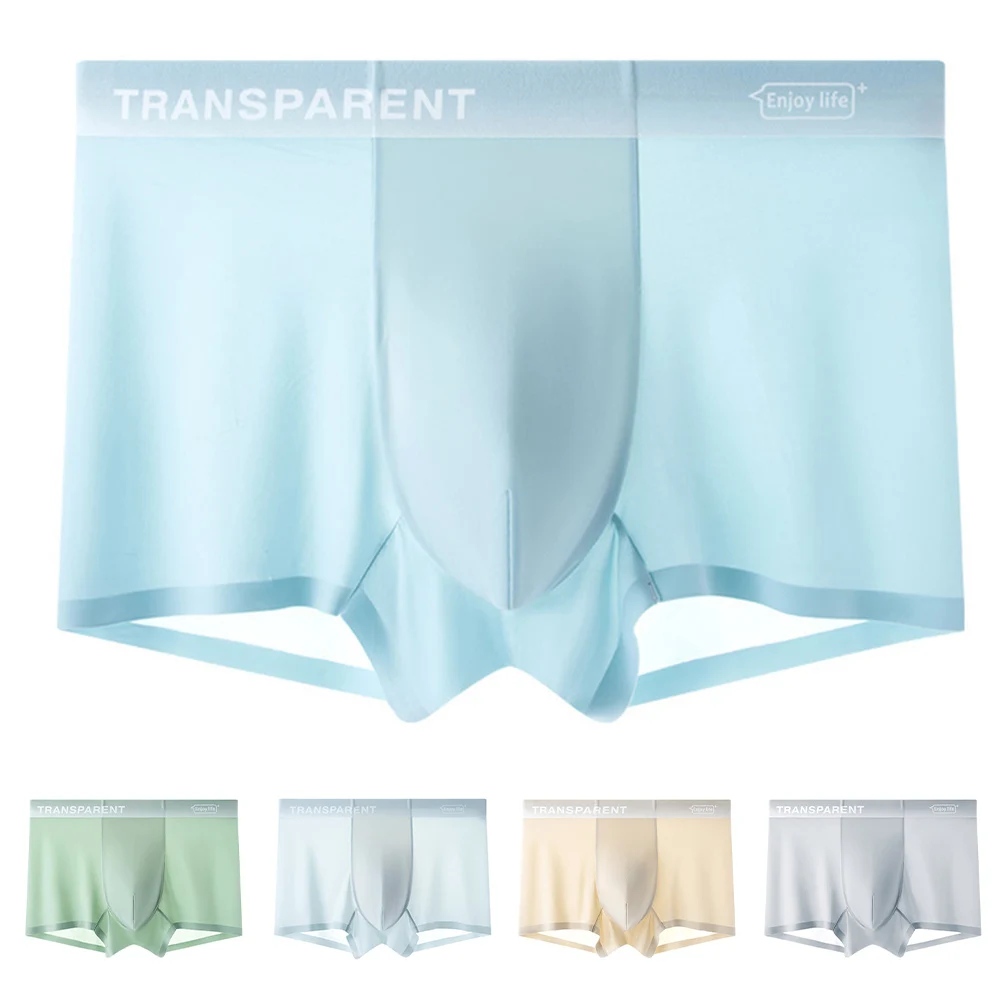 

Lightweight Breathable Men's Ice Silk Seamless Sheer Boxer Shorts Underwear with Ultra Thin Fabric for Daily Wear Trunks