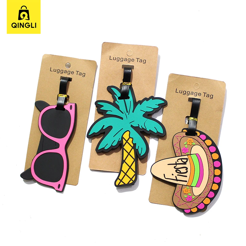 New Creative Luggage Tag Silicone Tree Sunglasses Beach Hat Design Suitcase Label Travel Essentials Anti-lost ID Address Holder