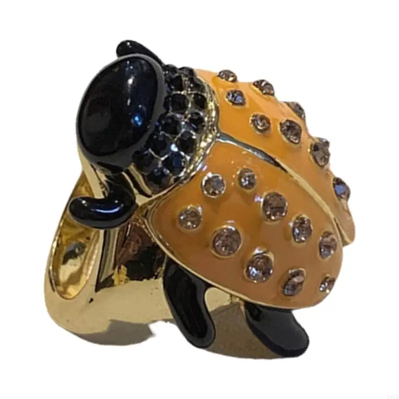 

X4YA Retro Alloy Insect Ring Enamel Butterfly and Diamonds Finger Accessory