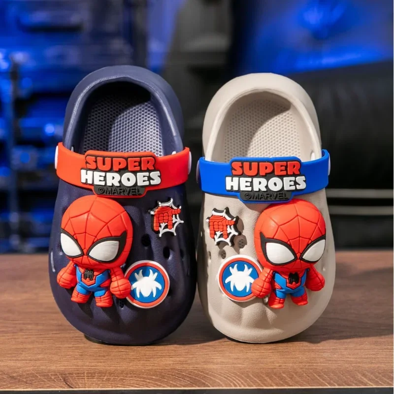 Disney Children Garden Shoes Baby Boy Girl Cartoon Iron Man Spider Man Sandal Summer Slipper Kid Indoor Non-slip Beach Sandals