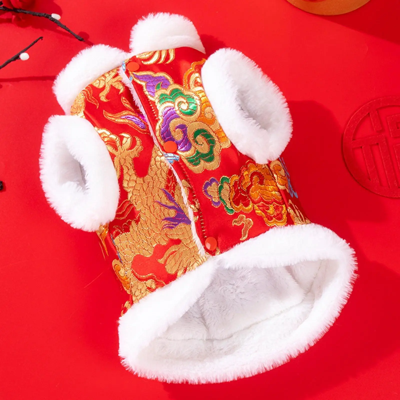 Chinese New Year Dog Costume Exquisite Apparel New Year Dog Dragon Robe Costume Cat Dog Clothes for Puppy Small Medium Dogs Cats