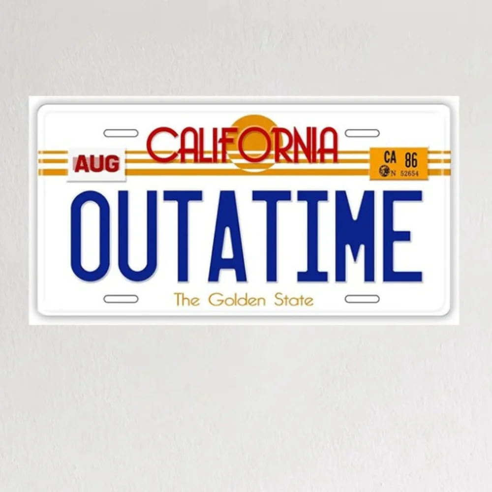 Back to The Future Replica Stamped Aluminum License Plate: A Stunning Piece of Nostalgia for Vehicle, with 'Outatime' Inscribed