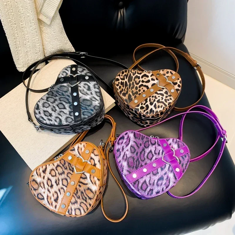 Small and Niche Personality Leopard Print Handbag for Women High End Fashion Trend Shoulder Bag Love Bag Sac Fashion Une Épaule