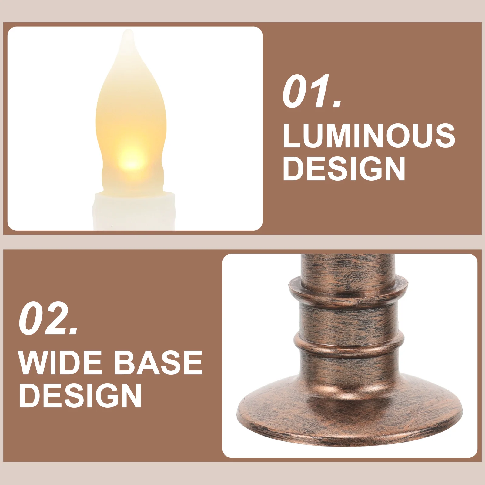 

6pcs Led Lights Flameless Operated Bright Taper Light For Party Holiday Decoration Reusable Candles Safe