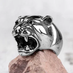 Stainless Steel Men Rings Leopard Animal Punk Rock HipHop Personality for Biker Male Boyfriend Jewelry Creativity Gift Wholesale