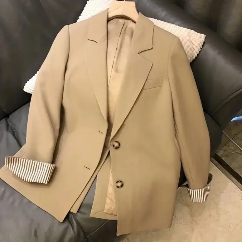 Insozkdg Damen anzug Jacke neue koreanische Frühling und Herbst lose Khaki kleinen Anzug All-Match solide einreihige Blazer Top