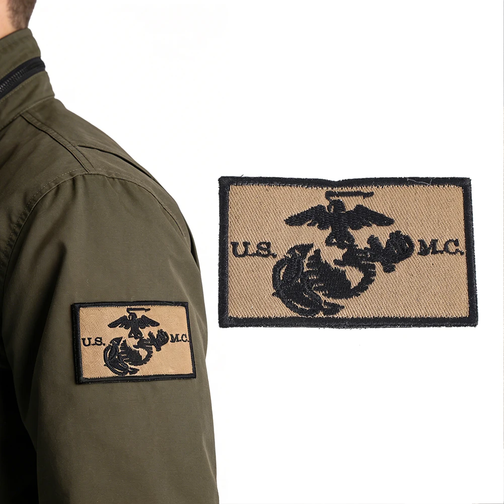 Parches bordados con cierre de gancho, insignias de Tridente del equipo del sello del emblema USMC del Cuerpo de Marines de los Estados Unidos, para sombreros, mochilas, 2 uds.