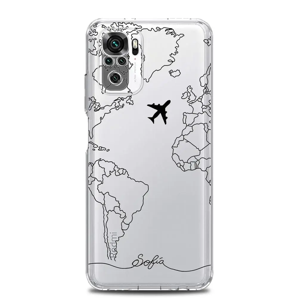 Phone Case For Redmi Note 13 12 5G 9S 9 8 10 11 Pro Plus 4G 9T 13C 12C 10C 9C 9A 7 Pro Cover Cartoon World map scenery direction image 4