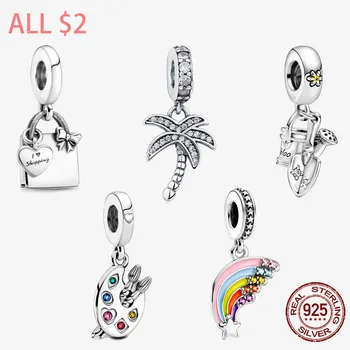 아티스트 팔레트 비즈 핏 오리지널 판도라 팔찌, DIY 선물, 925 스털링 실버 참 