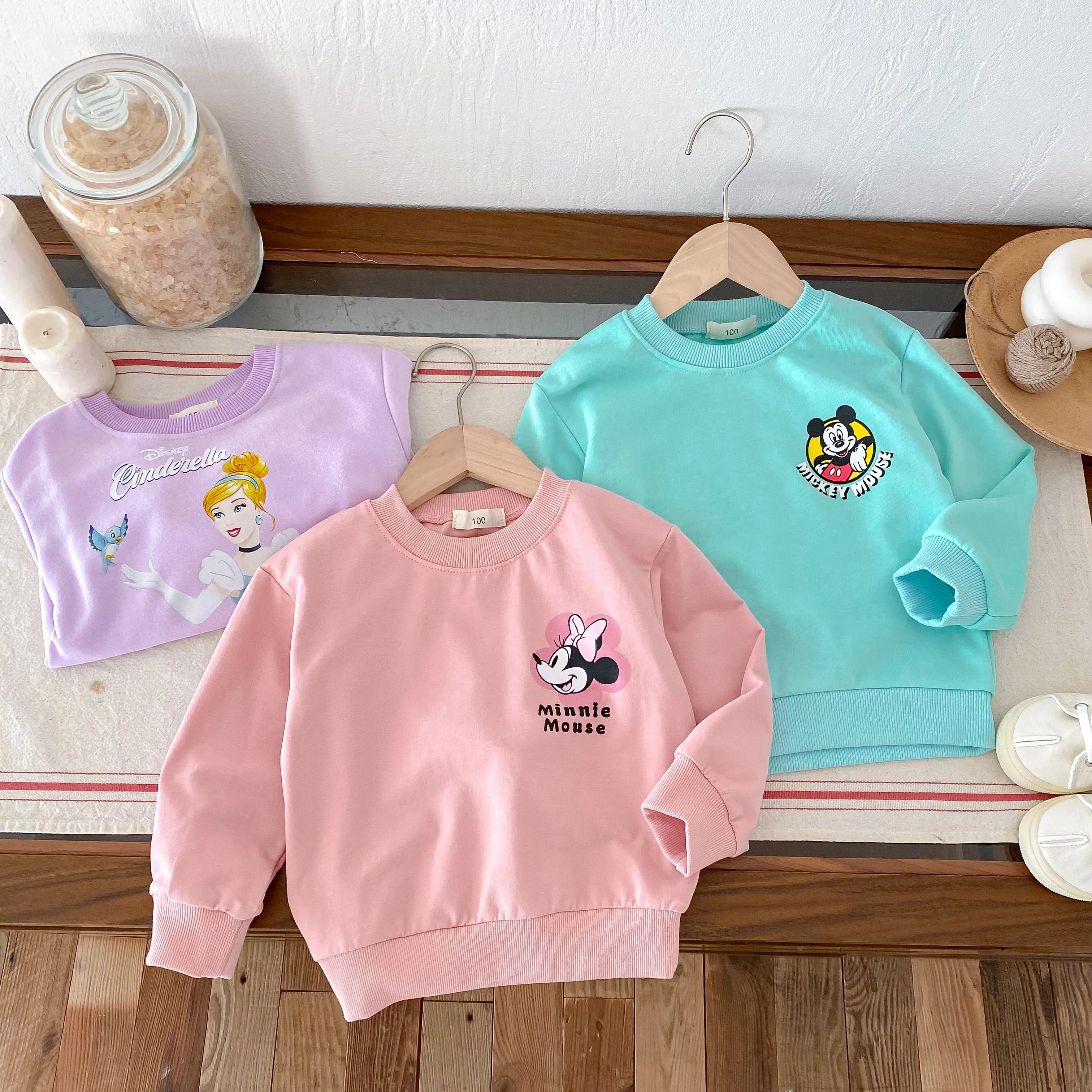 Autumn Baby Girls Hoodie Children's Clothes Loose Fashion Disney Minnie Mickey Kids Tops Long Sleeve Pullover Sweatshirt Sweater