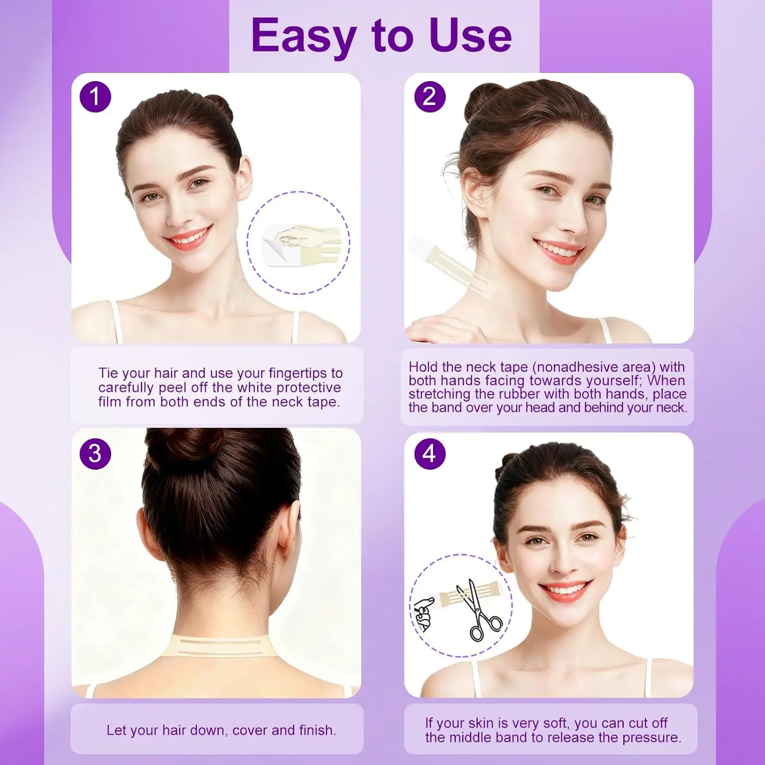Neck Tape Lifting Invisible,Neck Lift Tape,Neck Wrinkle Patches,Face Lift Tapes for Tightening Sagging Skin Double Chin Wrinkles image 6