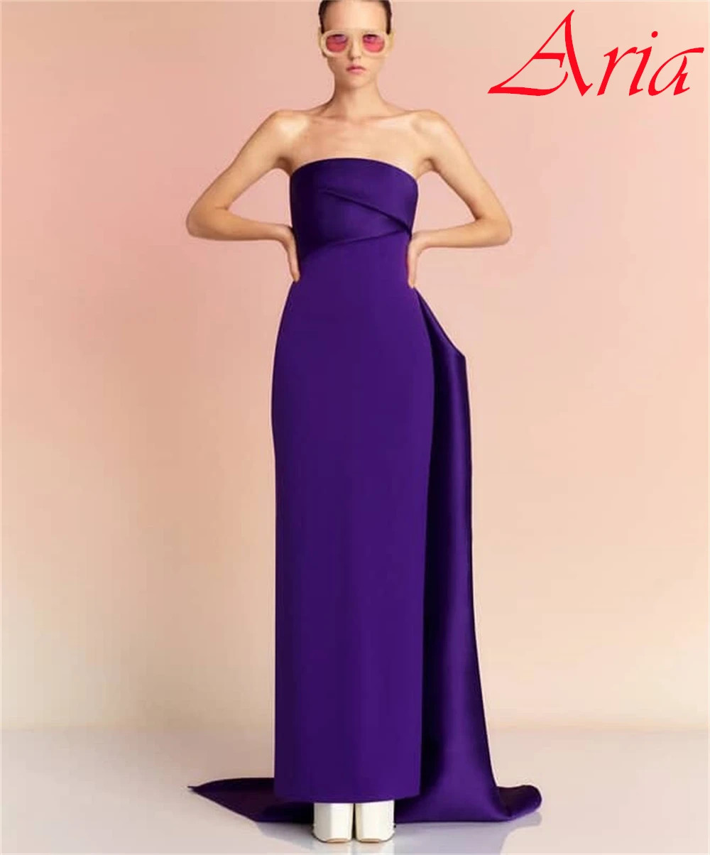 فستان سهرة مخصص بدون حمالات، فستان كوكتيل جيرسي أرجواني بسيط، فستان فاخر، فساتين مناسبة خاصة