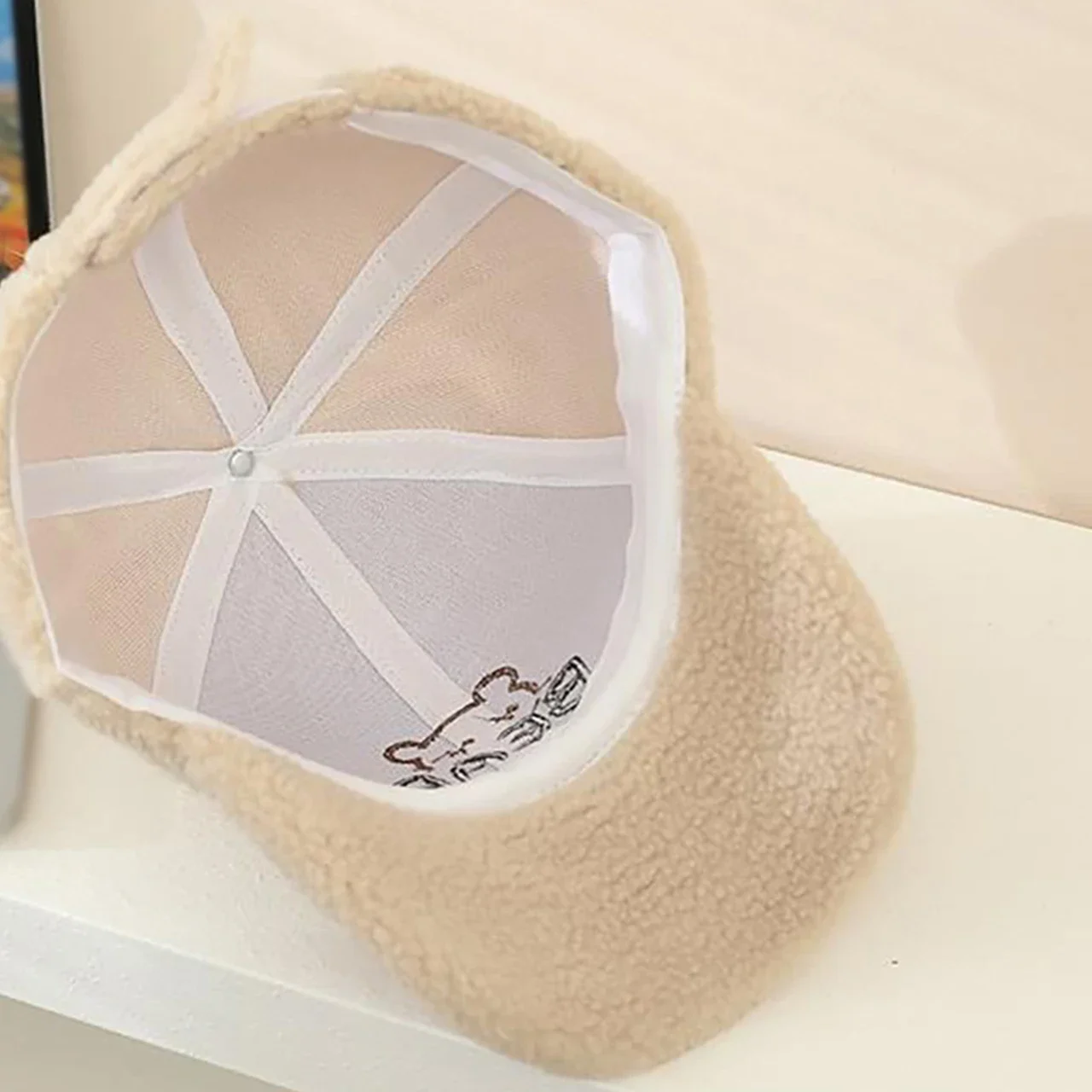 Beer Geborduurde Baby Baseball Hoed Herfst Winter Warrm Lam Fleece Cap Leuke Cartoobn Pluche Kids Petten