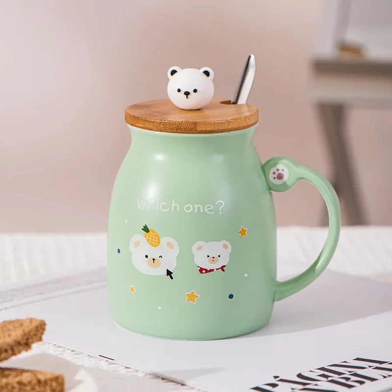 

New 3D Bear Mug With Lid Spoon Cups Glass Cup of Drinking Coffee Mugs Free Shipping Drinkware Cup for Tea Glasses Couple Gift