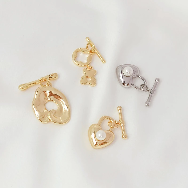 Brass Coated Gold Alien Peach Heart Heart-shaped OT Buckle DIY Jewelry Making Necklace Bracelet Closing Connection Accessory