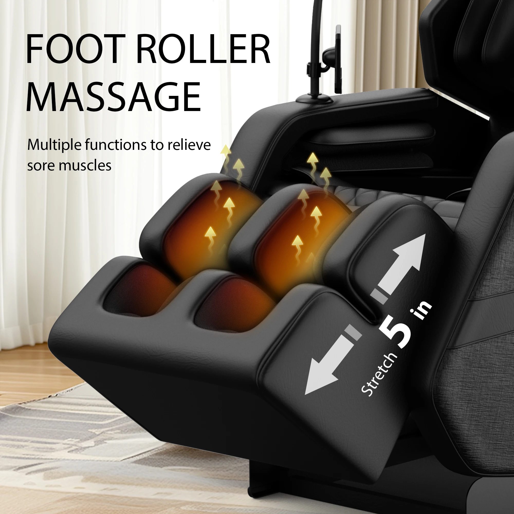 Zero Gravity Massage Chair: reclining, heating, full-body air compression, 6 rollers& touchscreen.   Supports up to 180lbs & 6ft