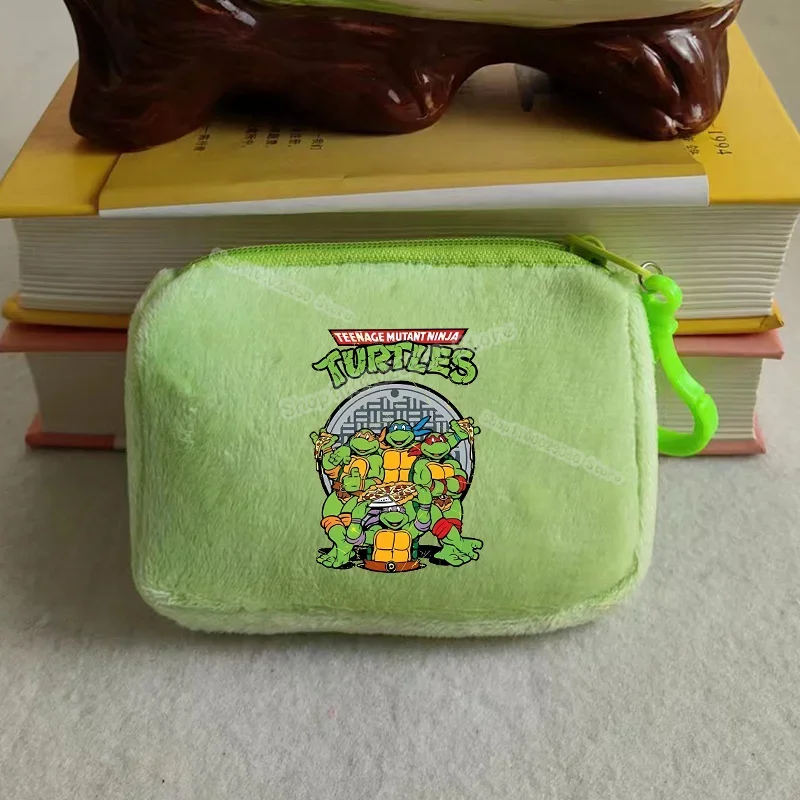 Черепашки-ниндзя, мини-плюшевый кошелек для монет с героями мультфильмов, аниме, студенческая парусиновая квадратная сумка для хранения, сумка для мальчиков и девочек, модный подарок