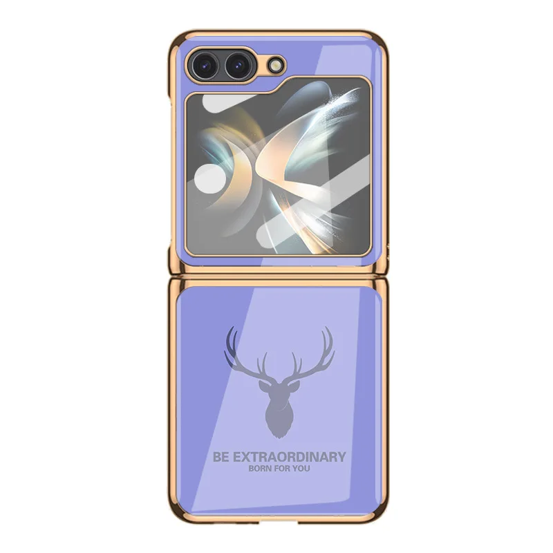 حافظة هاتف من الزجاج المقسى لهاتف سامسونج ، حافظة أنيقة مضادة للصدمات لهاتف جالاكسي Z Flip 5 ، فاخر ، 4