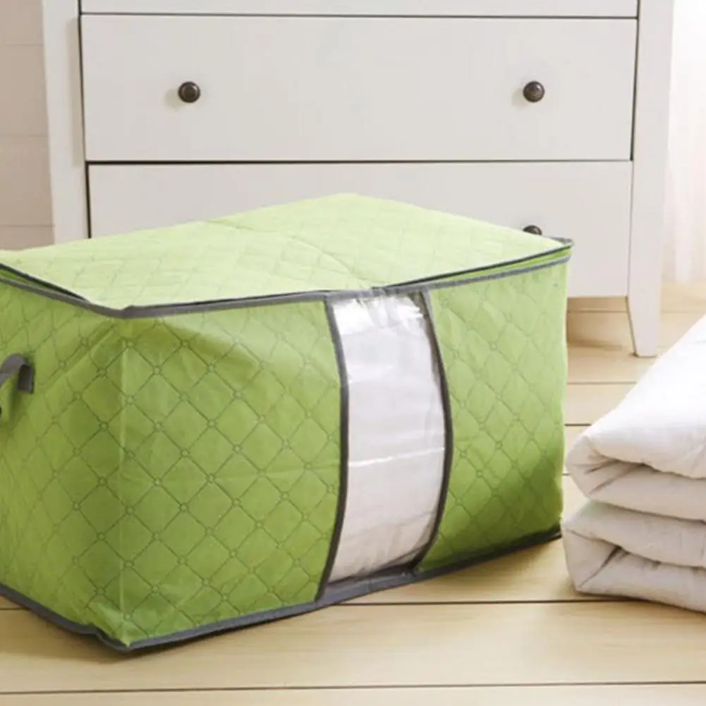 Storage Bag Box Zippered Stackable Clothes Quilts Pillows Home Organizer Pouch