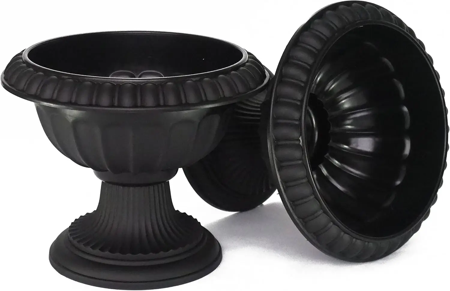 Round Heavy Duty Plastic Clay Look (2 Count) Flower Seedlings Nursery Pot/Planter/Urn with Wide Base for Garden Patio Of