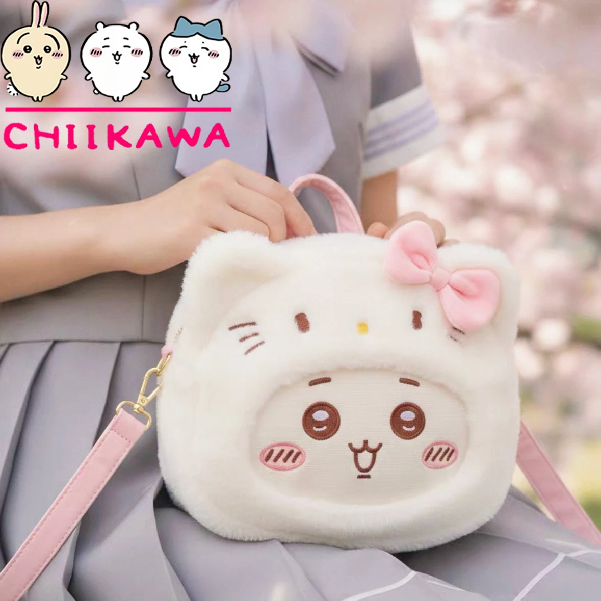 

Genuine Chiikawa COS Hellokitty shoulder bag MINISO Usagi COS Pudding Dog Hachiware COS Pompompurin Girl plush bag gift kawaii