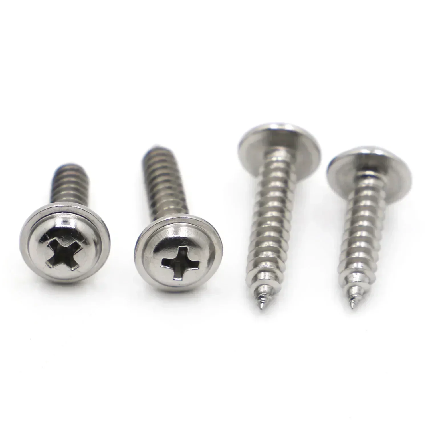 M1.4 M1.7 M2 M2.3 M2.6 M3 M4 M5 304 الفولاذ المقاوم للصدأ PWA الصليب جولة رئيس مع غسالة المسمار الذاتي التنصت 10/20-50 قطعة