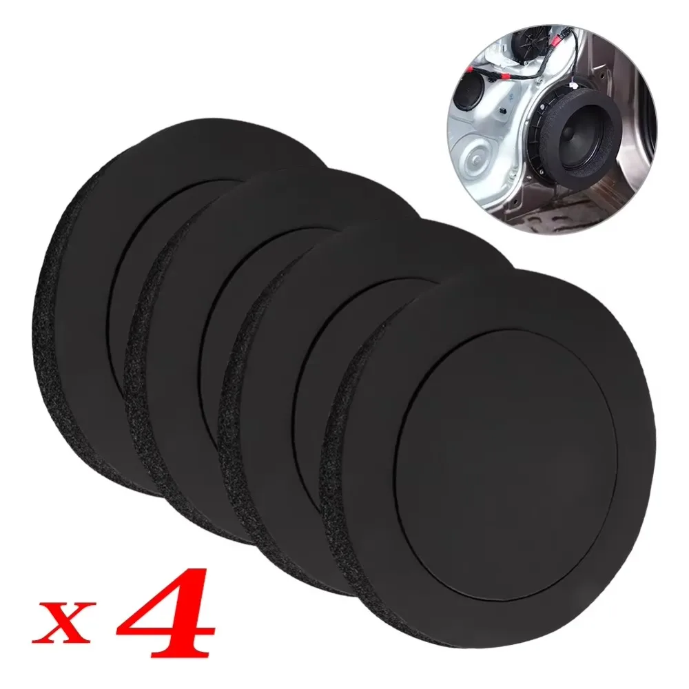 4Pcs 6.5-inch Car Door Soundproof Cotton Speaker Bass Ring Foam Woofer Pad Noise Sound Insulation ring Self Adhesive Accessories