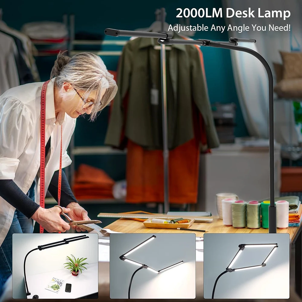 LED Ultra Bright Eye-Caring Desk Lamp 24W Stepless Dimming Flexible Gooseneck Clip-on Office Architect Desk Lamp PC Screen Lamp image 6