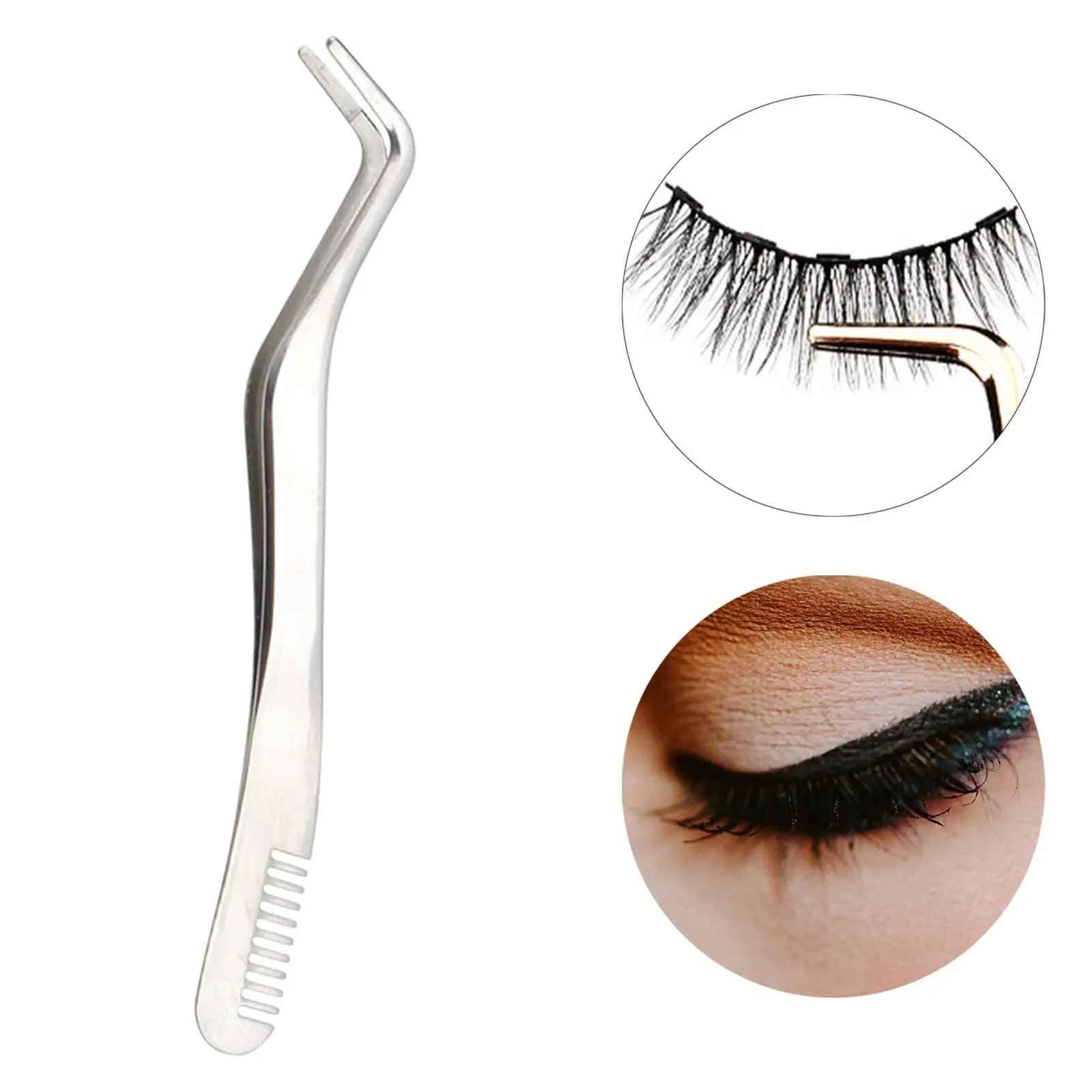 Pinzas para pestañas curvas 4x2 en 1 para aplicación de pestañas postizas