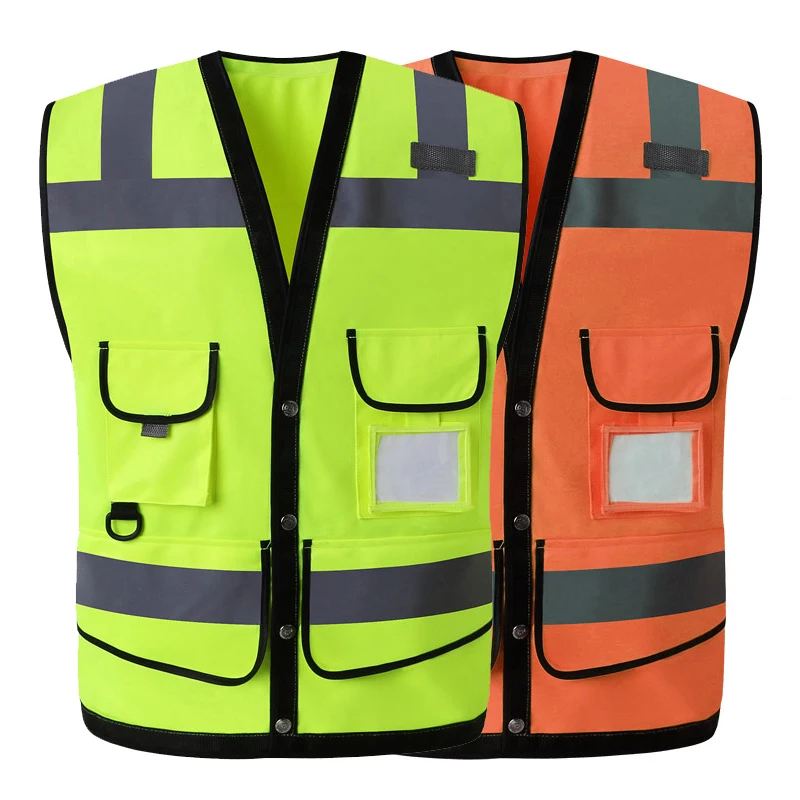 High Visibility Security Reflective Vest Pockets Construction Traffic Outdoor Safety Cycling Wear Night Riding for Men