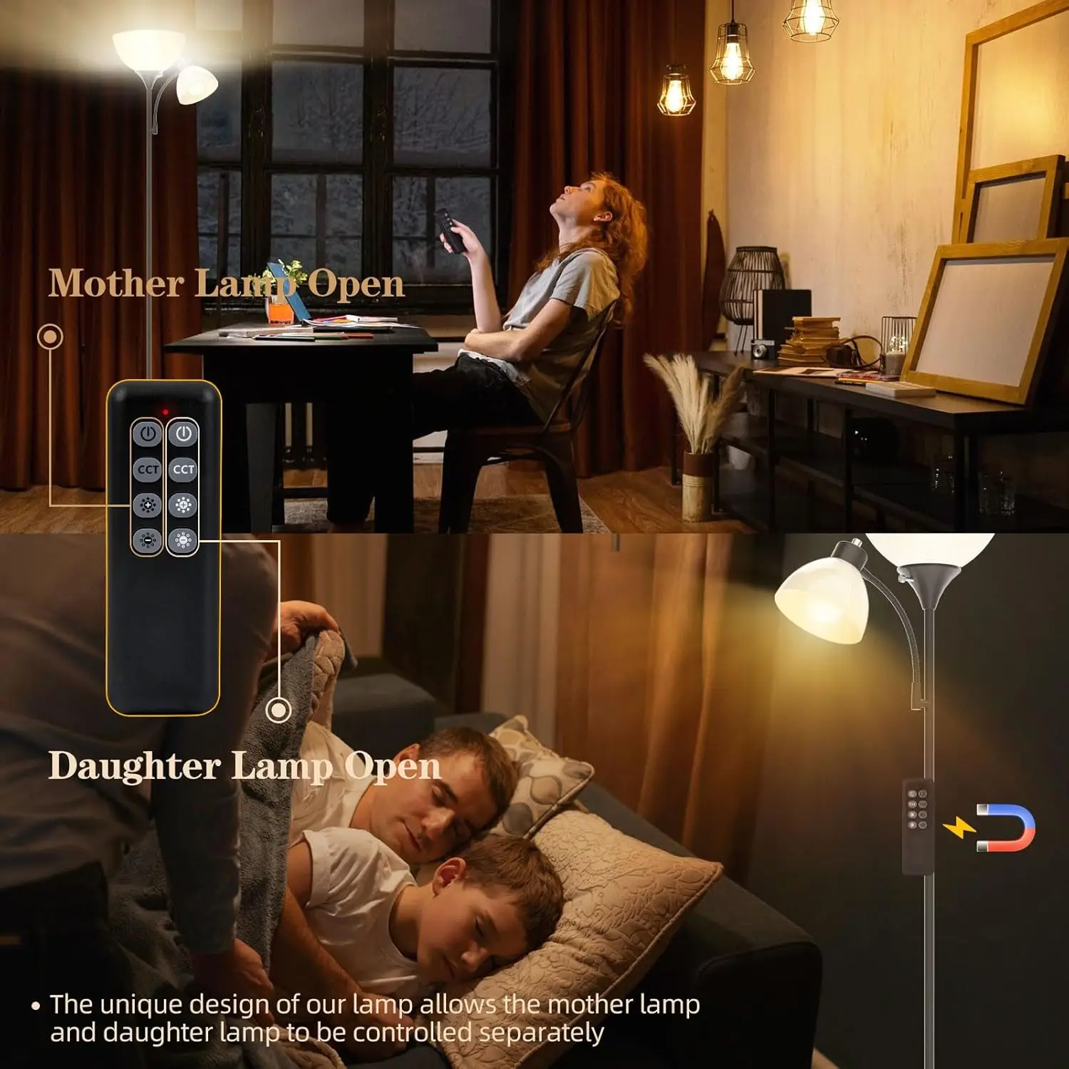 Smart LED Floor Lamp with Remote, 2100LM Brightness, 4 Color Temperatures Adjustable for Living Room Bedroom