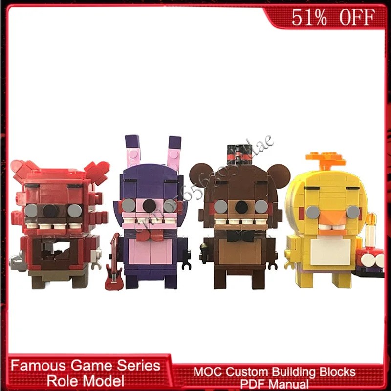 577 pièces de la série de personnages de jeux populaires, marionnettes de fête d'horreur, MOC, construction modulaire personnalisable, blocs de construction créatifs, jouet DIY, cadeau d'anniversaire