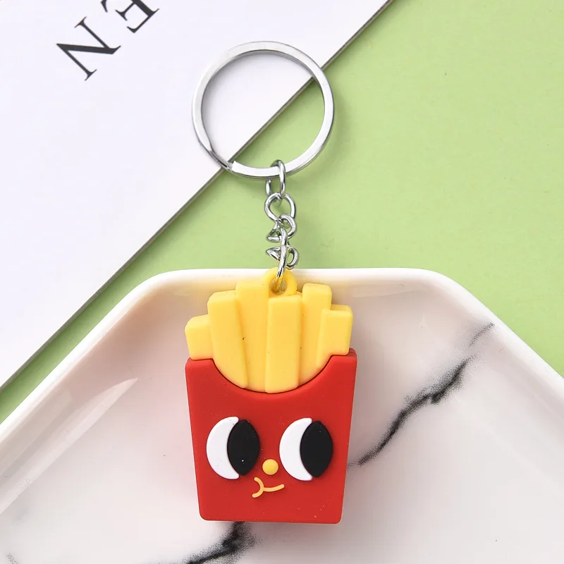 New Drink Bottle Hamburger Keychain Simulated Food Key Women Bag Accessories Gifts Pendant Creative Key Chain