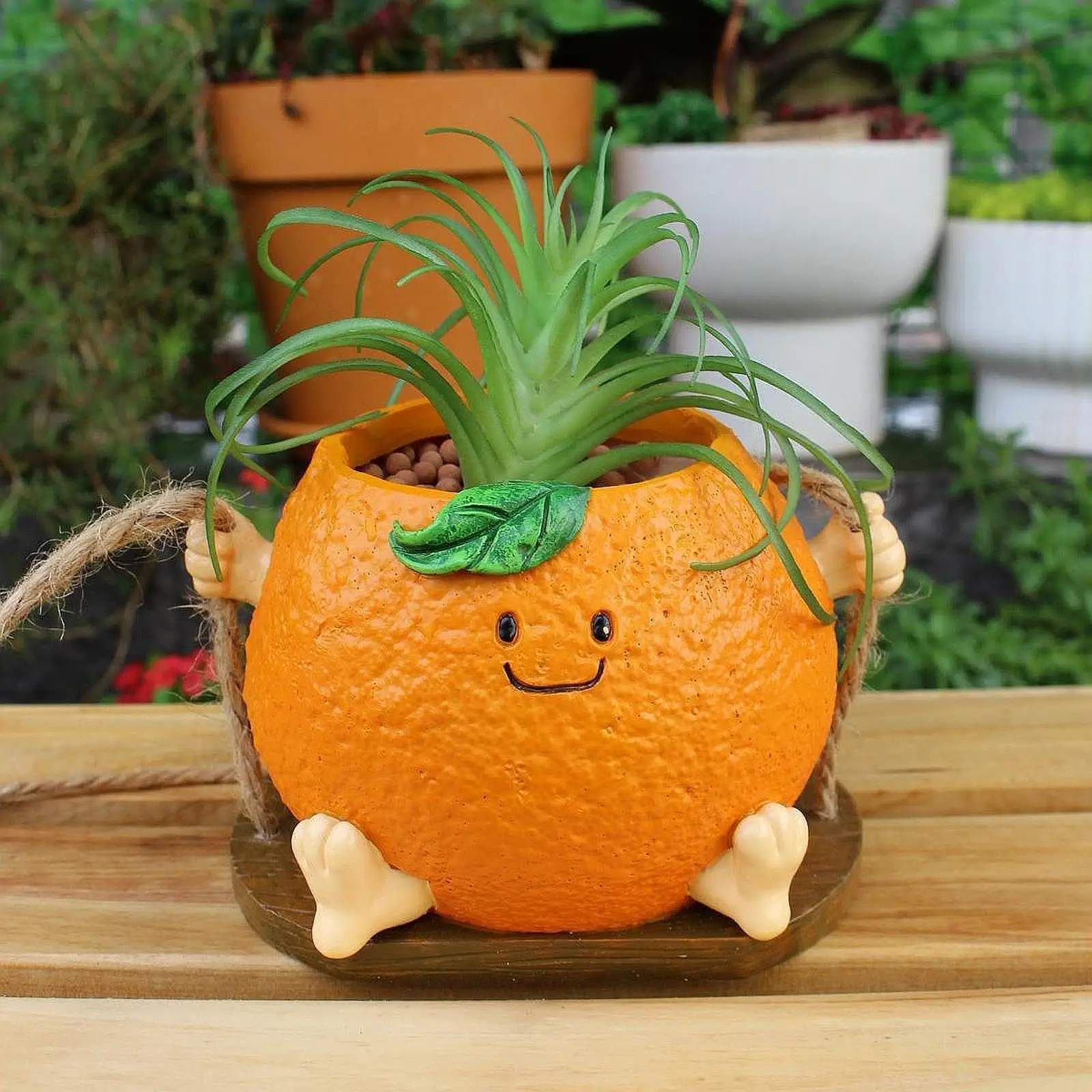 

Hanging Swing Planter Pot Figurine Flower Pot for Patio Decorative Outdoor