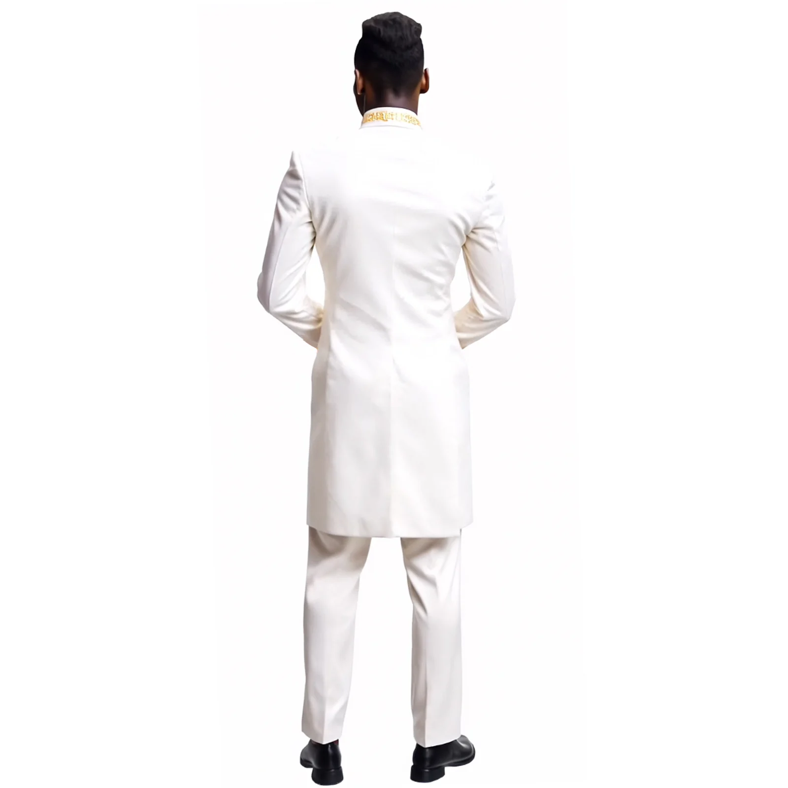 DBQ African Clothes for Men Slim Fit Suit Embroidery Single Breasted Gold Chain Blazer and Pants Suit 241049