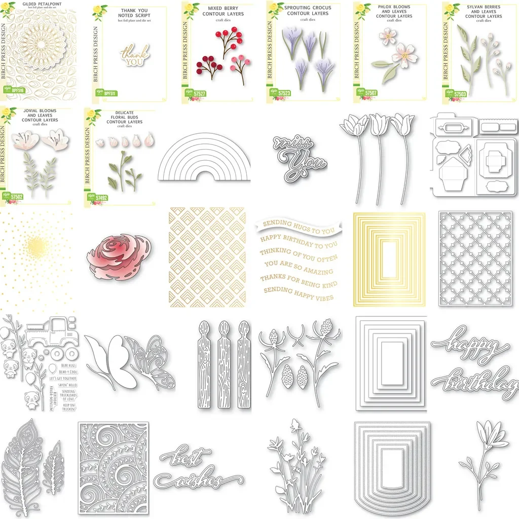 Craft Clearance Spring Flower Birthday Series Metal Cutting Die Hot Foil Decor Scrapbooking DIY Craft Card Paper Punching New