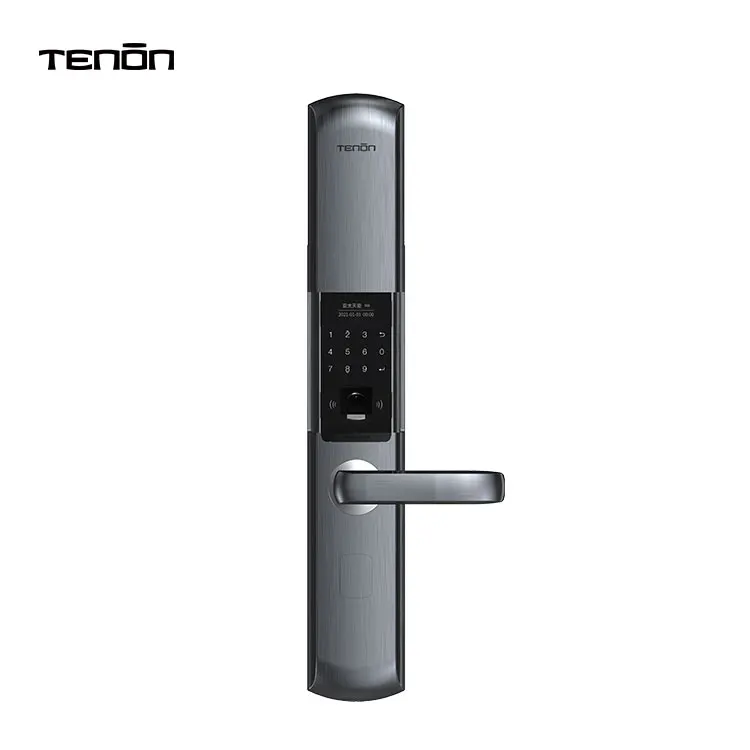 À prova d' água biométrica dedo impressão inteligente Handle Lock, teclado eletrônico, senha digital, Keyless Entrada Door Lock