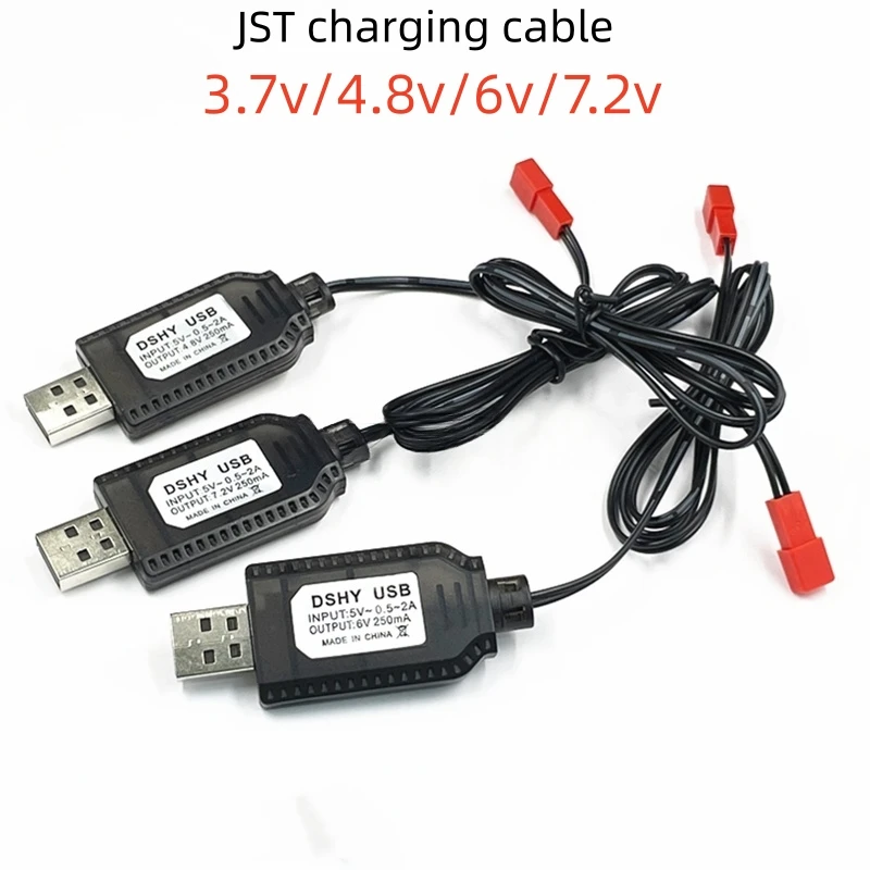 

JST charging cable 3.7v/4.8v/6v/7.2v lithium battery charger remote control car power cable red plug 2P