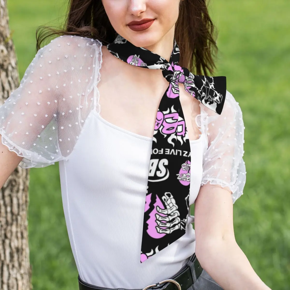 Junior H Merch Sad Boyz Women Long Narrow Scarf Silky Skinny Scarf Multi-use Neck Head Wrap for Office Daily Party