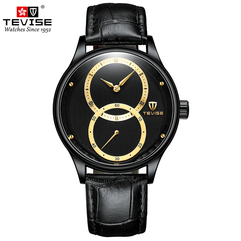 TEVISE T820C Automatic Mechanical For Men Waterproof Leather Luminous Business&Fashion Sports Stainless Steel Wristwatch