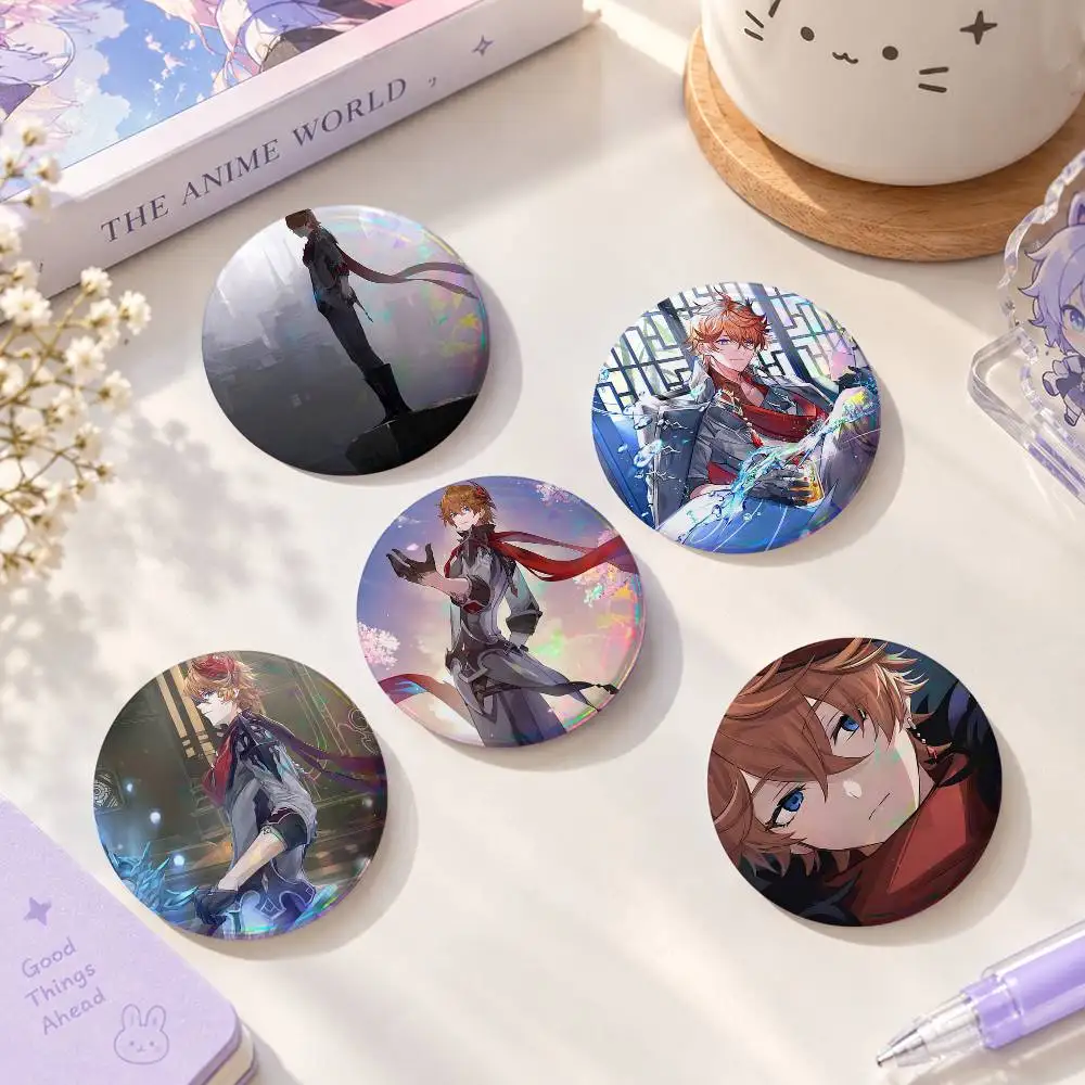 Gam-e Gens-hin Character Tartaglia Fashion Button Badge Pin Set Cool Anime Game Cartoon Music Design Brooch For Backpack Clothes