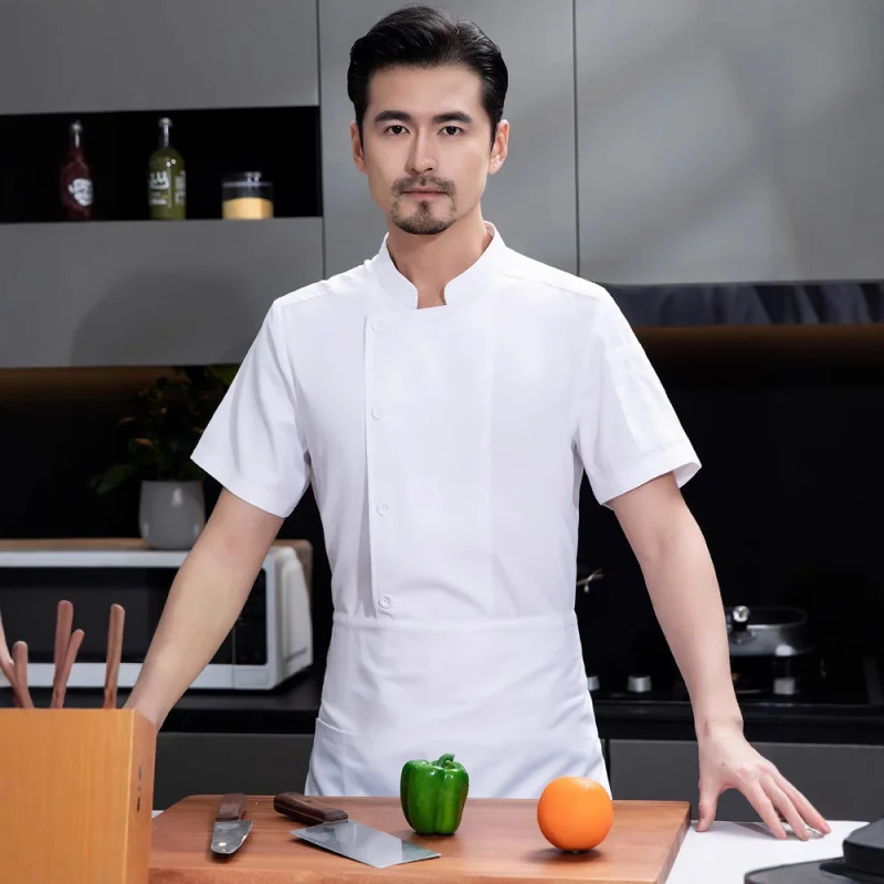 ケータリングホテルレストランシェフ半袖薄い夏制服ペストリーシェフベーカリーシェフ食堂作業服キッチン服ウィット