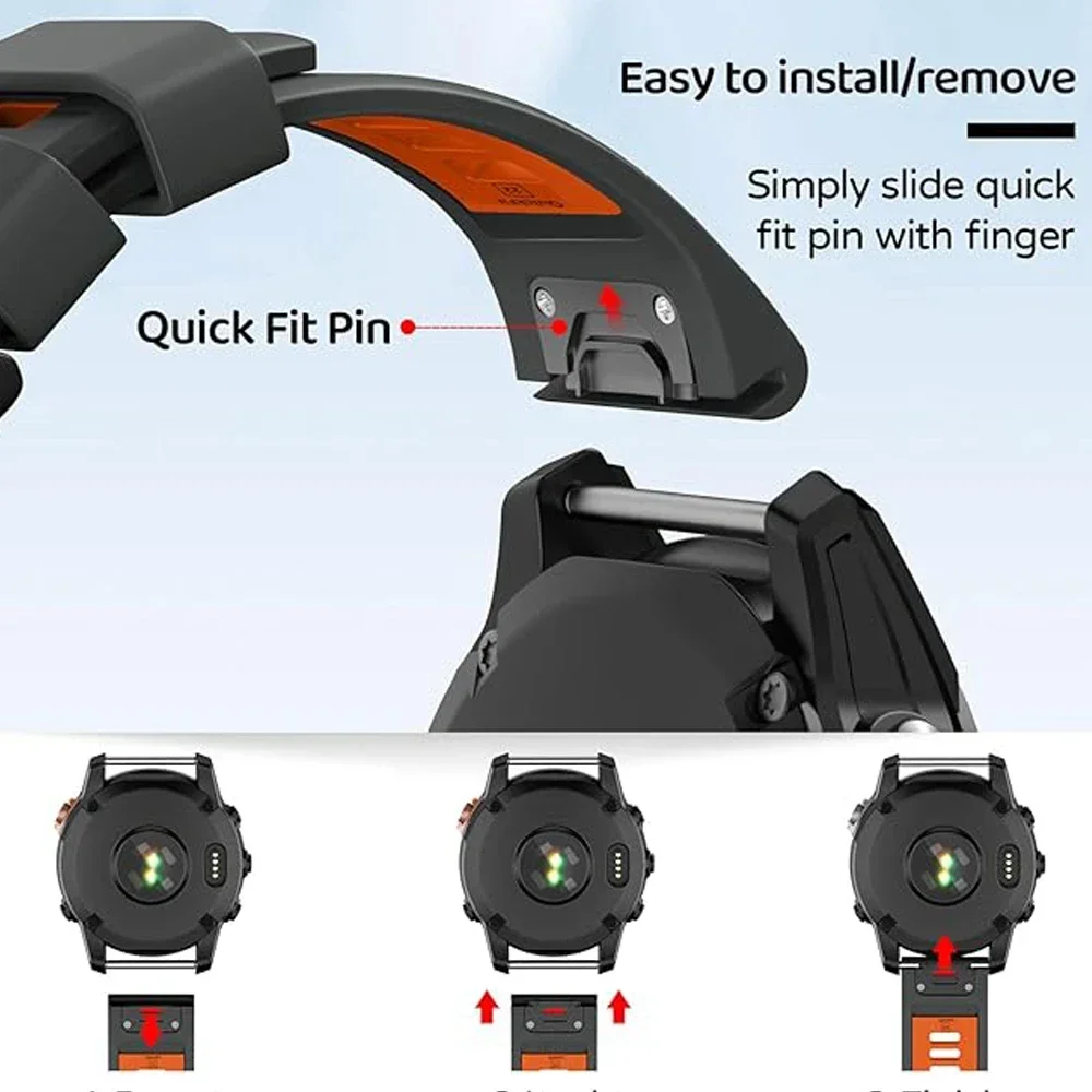 Quick Fit 26 22 20mm Strap for Garmin Tactix 8/Quatix 8/Fenix 8 E 7 7X Pro 6 6X Silicone Watchband for Garmin Epix Pro/Enduro 3