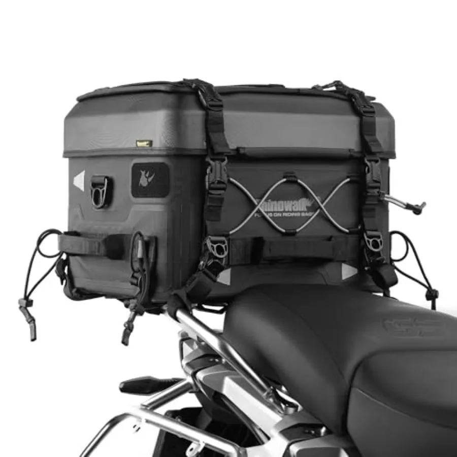 

Motorcycle Tail Bag 36L Multifunctional Waterproof Tactical Motorcycle Travel Luggage Trunk Rack Bag with Sissy Bar Straps-Blac
