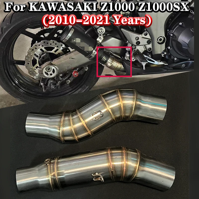 

Slip On For KAWASAKI Z1000 Z1000SX 2010-2021 Motorcycle Exhaust Muffler Modified Connection Middle Pipe 51mm Escape Moto