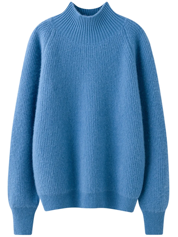 

TLOML новый женский 100% кашемировый свитер с воротником-стойкой, однотонный пуловер, повседневный кашемировый трикотаж, осенне-зимняя плотная мягкая теплая одежда