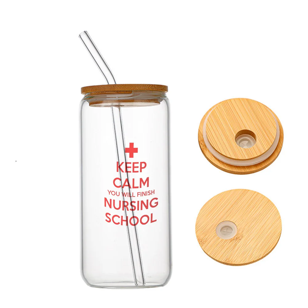 

Keep Calm You Will Finish Nursing School Glass For Heat Resistant High Drinking Cup With Straws Lids 16 oz